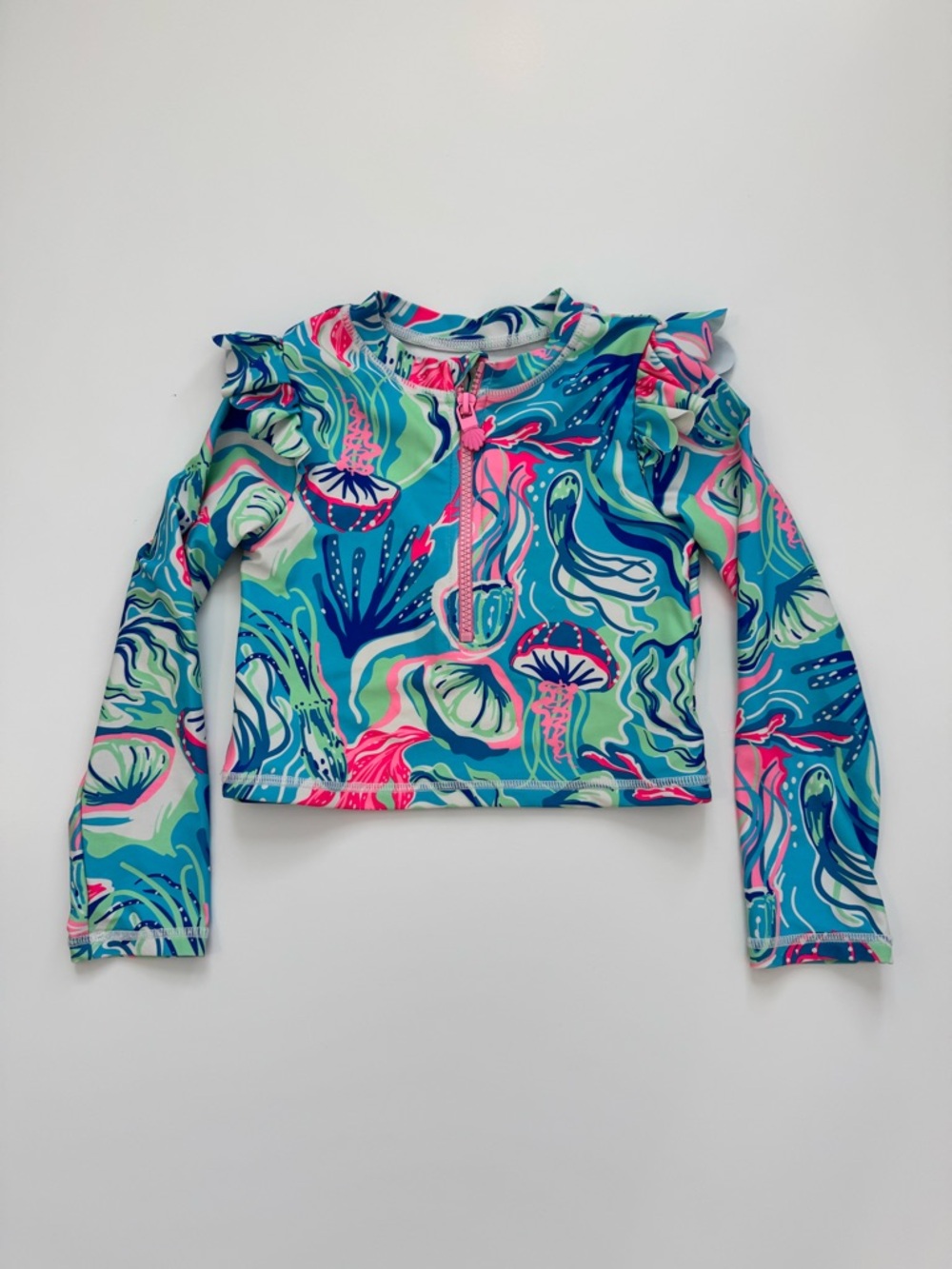 Tommy Bahama Kids Ocean Print Long Sleeve Rash Guard Swim Top - Size 5T